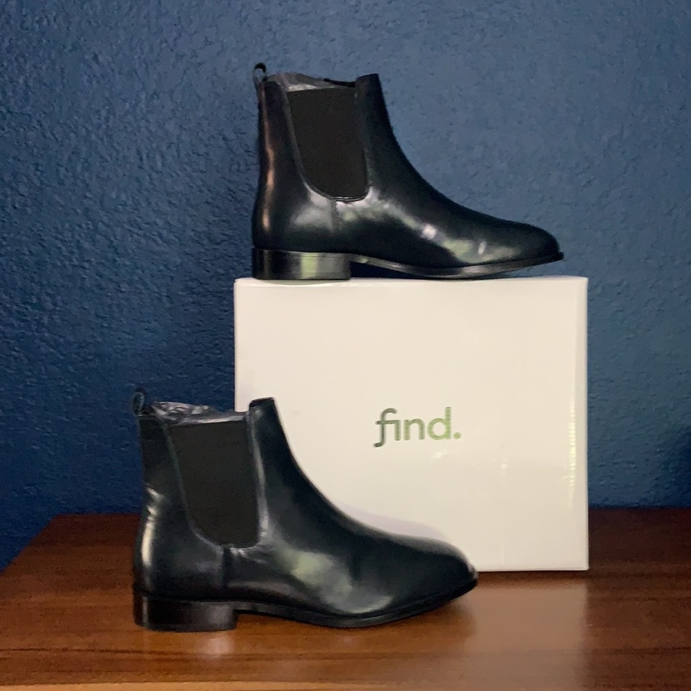 find. Dark Navy Faux Leather Chelsea Boot